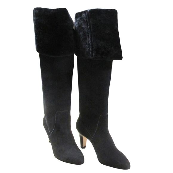 Brian Atwood Sierra Over the Knee Boots with Fur Cuff Black Women's Sz 35 (US 5) - Picture 1 of 12